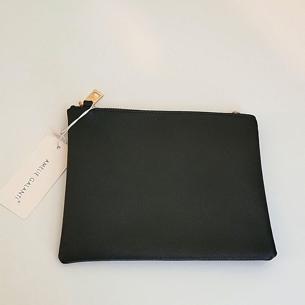 NWT small black zippered clutch